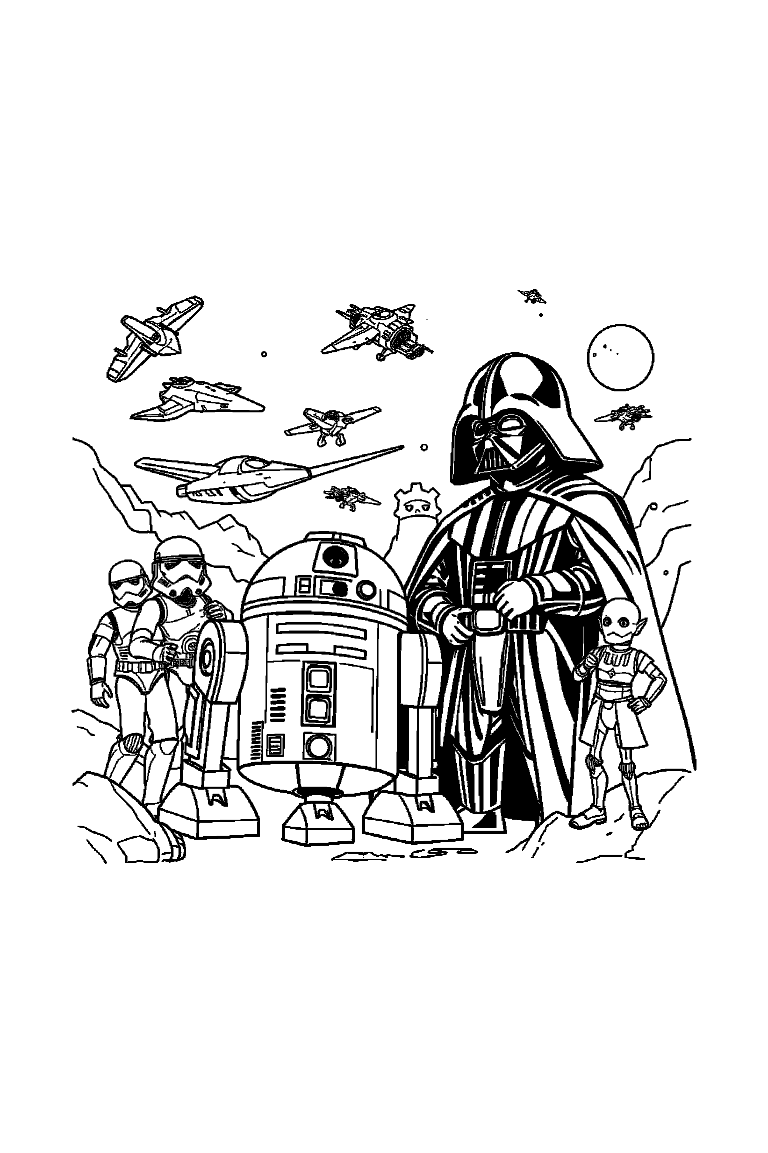 Coloriage Star Wars gratuit à imprimer - un maître au sabre tenant une étoile Coloriage Star Wars gratuit à imprimer : un maître au sabre tenant une étoile