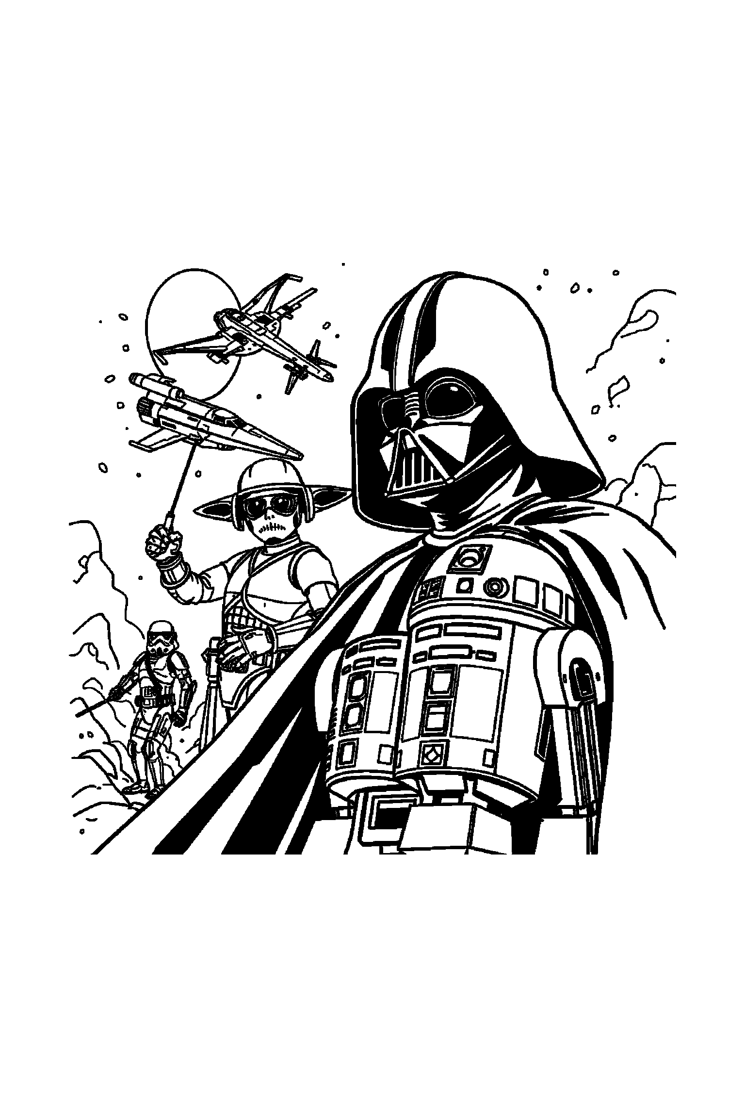 Coloriage Star Wars gratuit à imprimer - un petit robot tenant une fleur Coloriage Star Wars gratuit à imprimer : un petit robot tenant une fleur