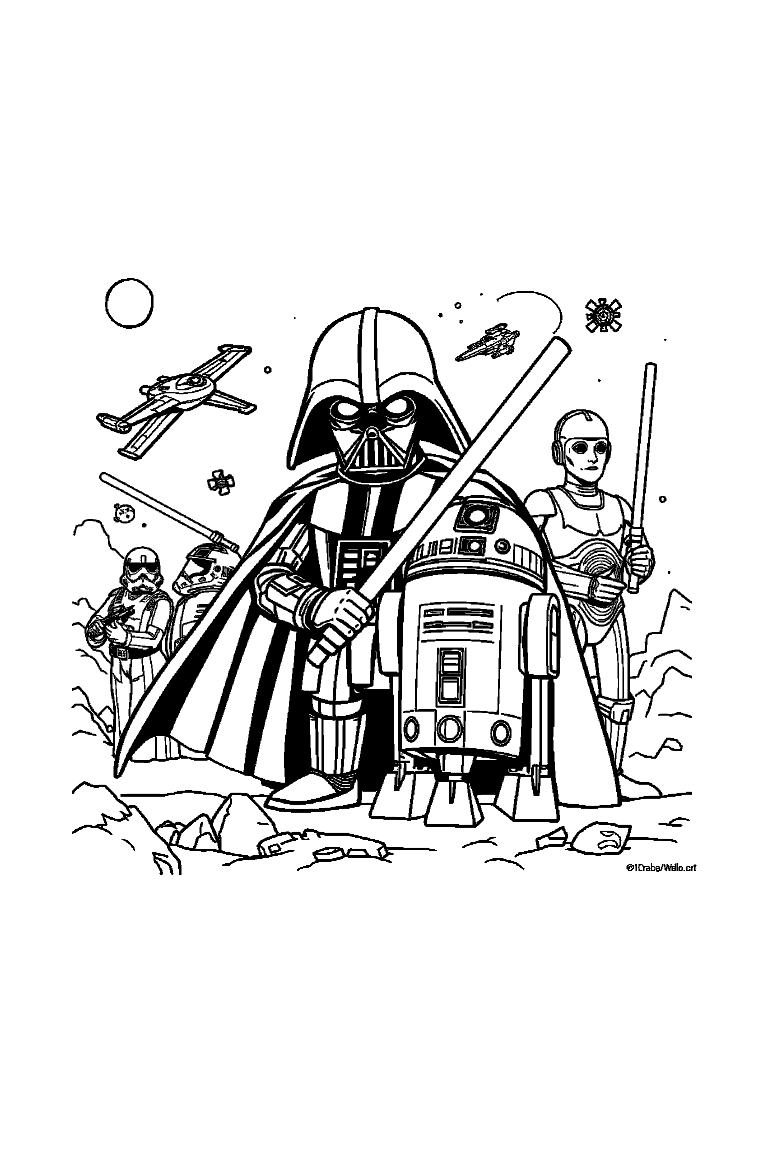 Coloriage Star Wars gratuit à imprimer - un maître au sabre en portrait facile à colorier Coloriage Star Wars gratuit à imprimer : un maître au sabre en portrait facile à colorier