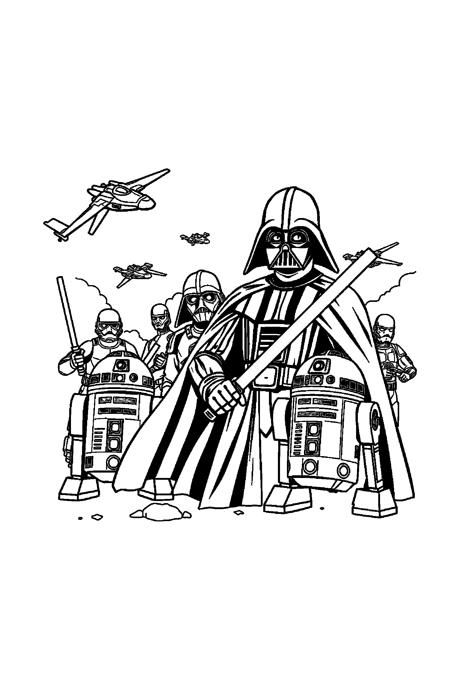 Coloriage Star Wars gratuit à imprimer - un petit robot qui dort paisiblement Coloriage Star Wars gratuit à imprimer : un petit robot qui dort paisiblement