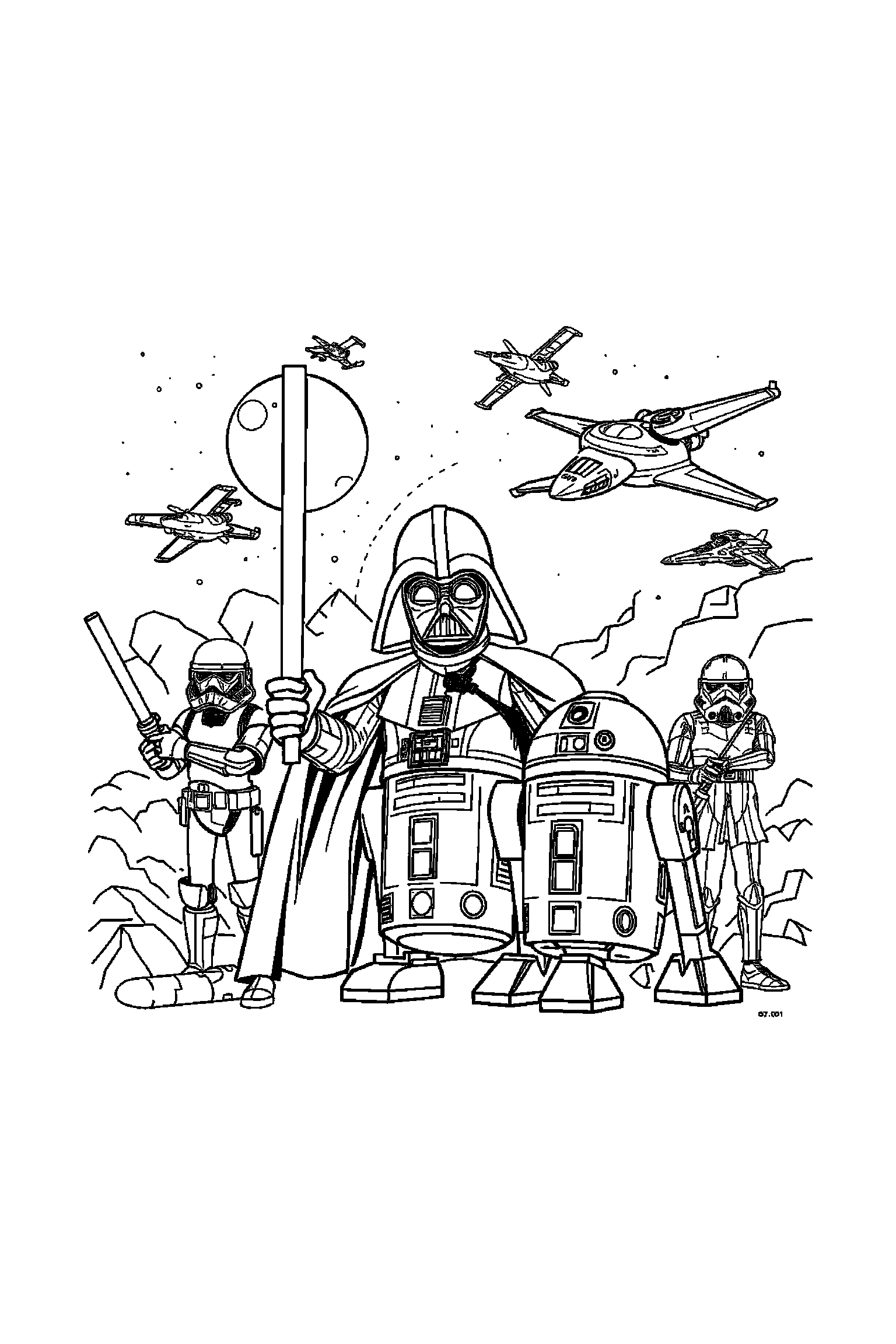 Coloriage Star Wars gratuit à imprimer - un Jedi debout avec une posture simple et lisible Coloriage Star Wars gratuit à imprimer : un Jedi debout avec une posture simple et lisible