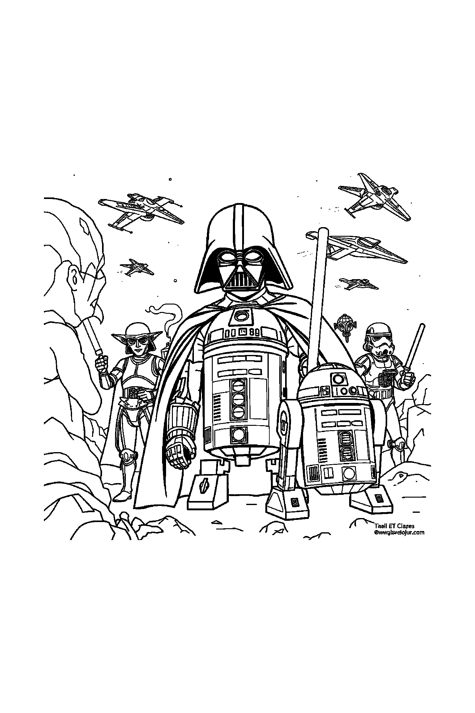 Coloriage Star Wars gratuit à imprimer - un maître au sabre avec deux mains visibles et simples Coloriage Star Wars gratuit à imprimer : un maître au sabre avec deux mains visibles et simples