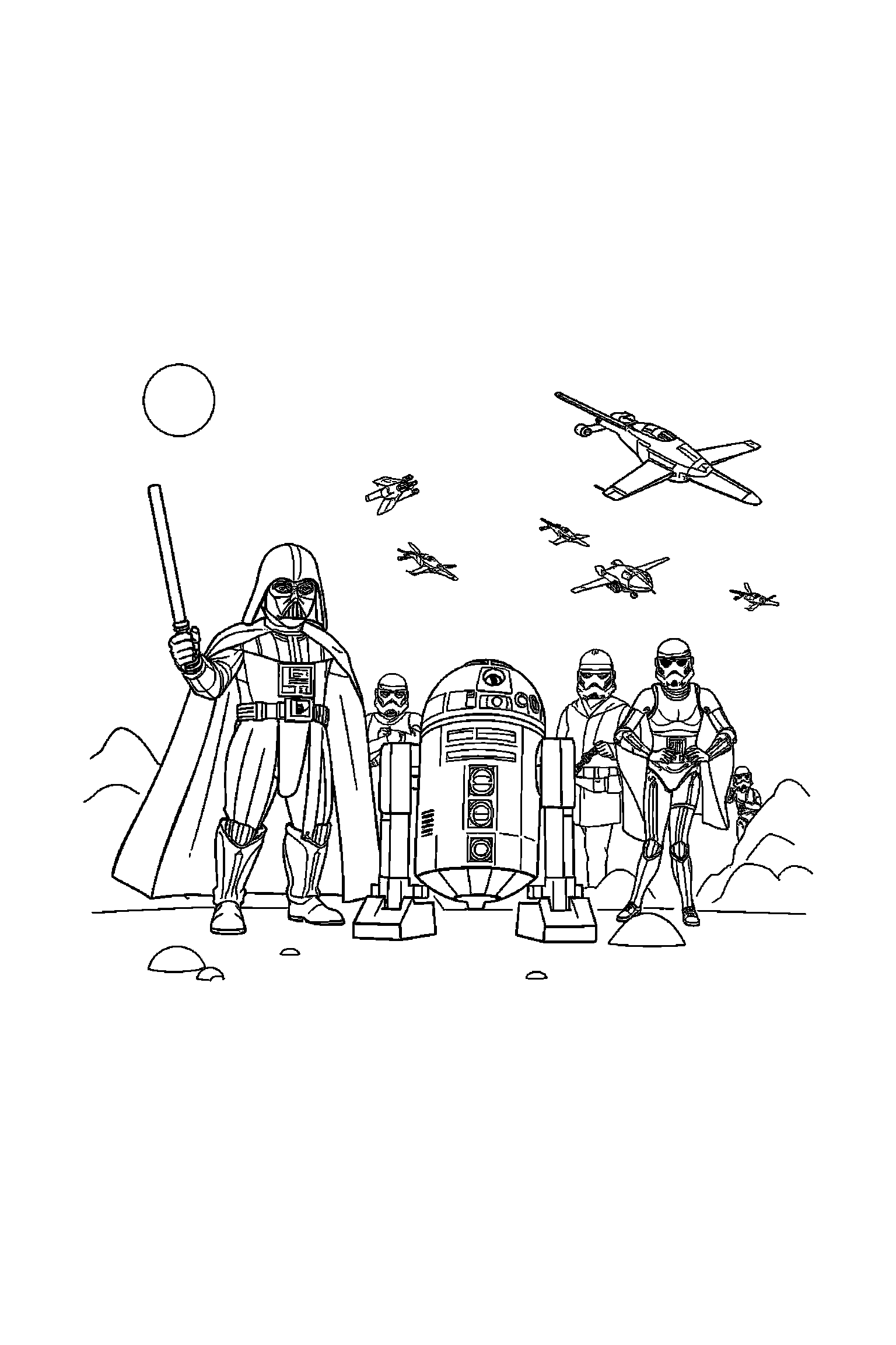 Coloriage Star Wars gratuit à imprimer - un Jedi dans une pose héroïque facile Coloriage Star Wars gratuit à imprimer : un Jedi dans une pose héroïque facile
