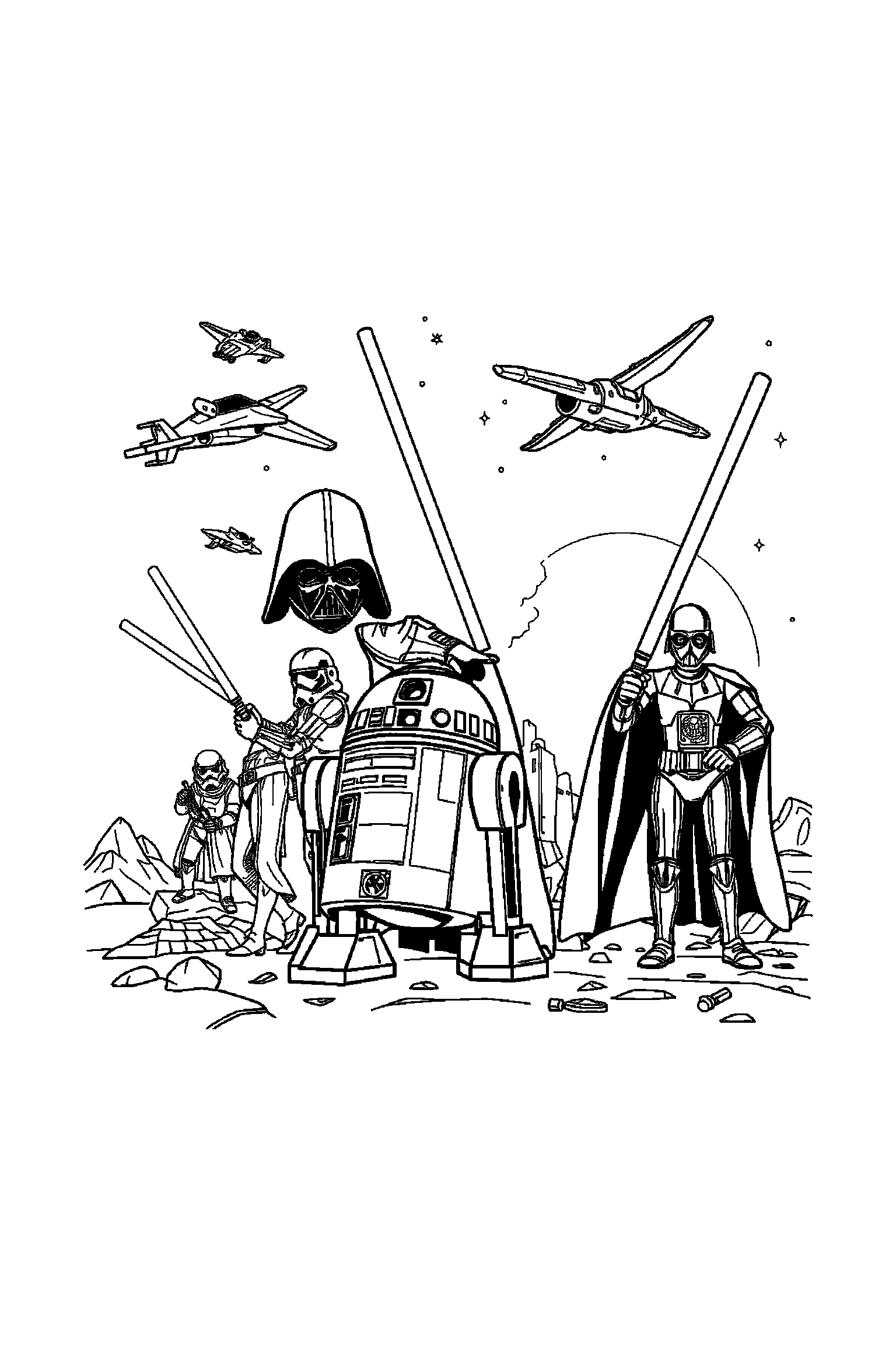 Coloriage Star Wars gratuit à imprimer - un pilote rebelle entouré de grands contours arrondis Coloriage Star Wars gratuit à imprimer : un pilote rebelle entouré de grands contours arrondis