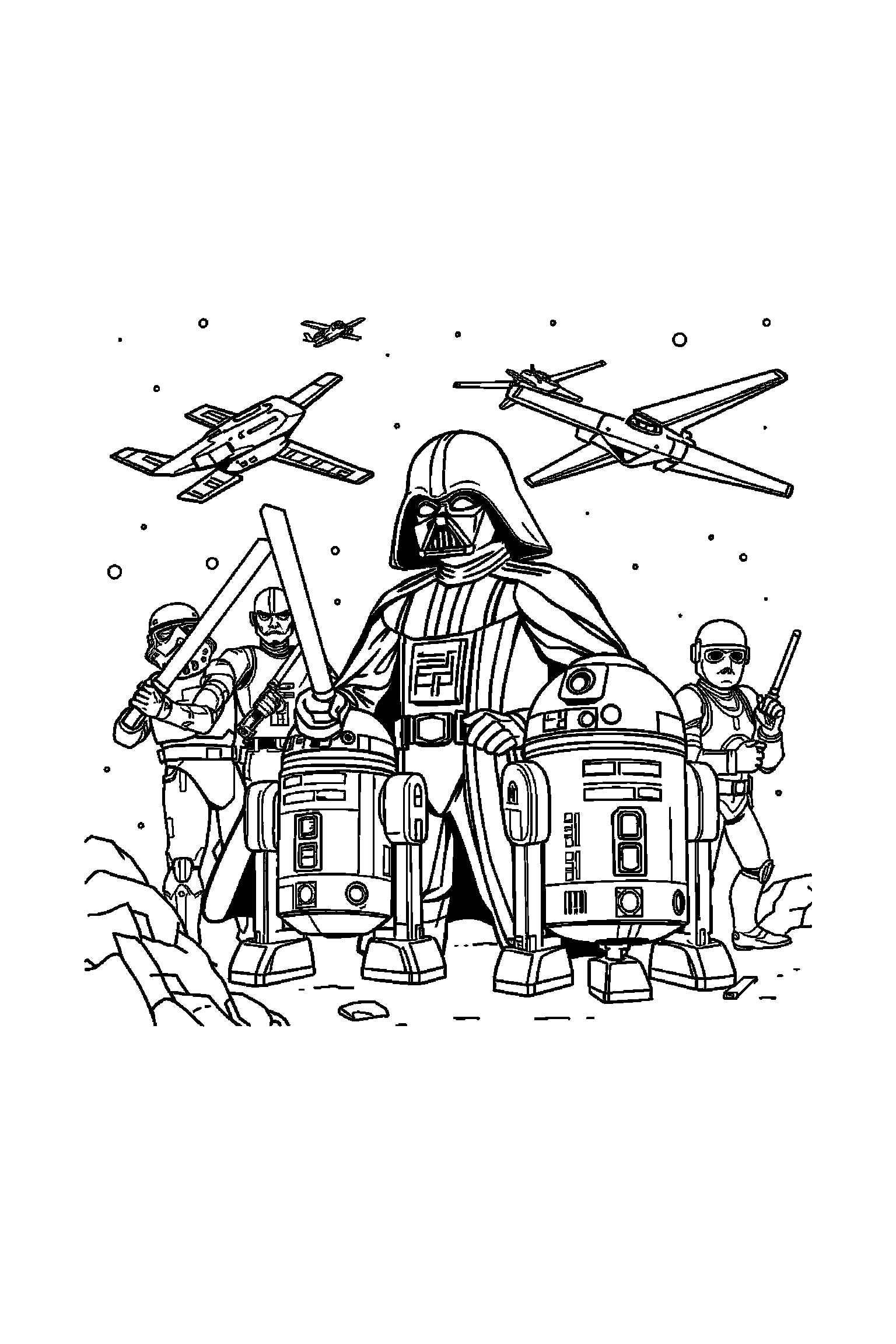 Coloriage Star Wars gratuit à imprimer - un petit robot prêt pour une aventure Coloriage Star Wars gratuit à imprimer : un petit robot prêt pour une aventure