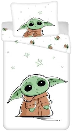 Parure de lit Star Wars Baby Yoda réversible en 100 % coton