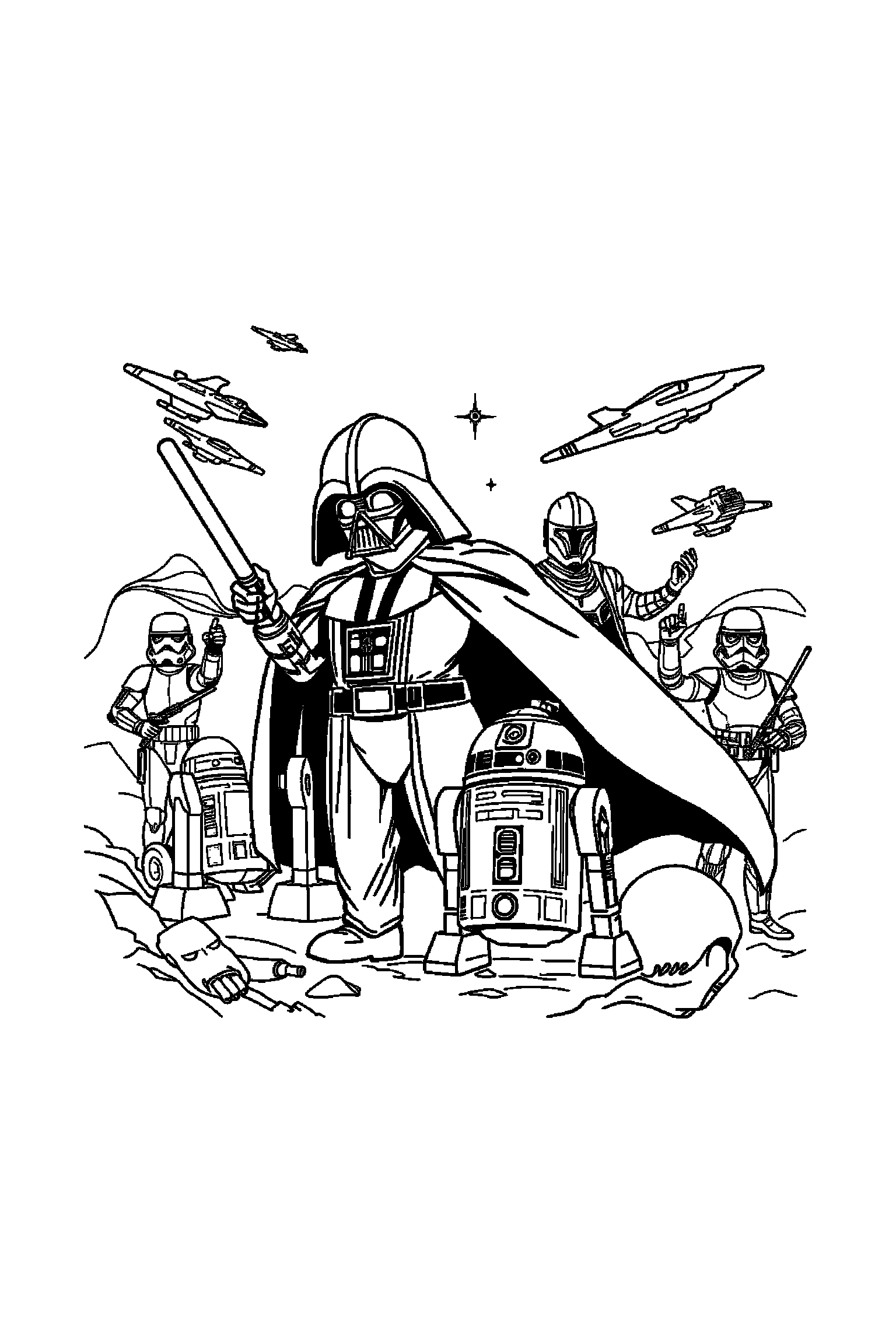 Coloriage Star Wars gratuit à imprimer - un pilote rebelle en petite scène d'aventure Coloriage Star Wars gratuit à imprimer : un pilote rebelle en petite scène d'aventure