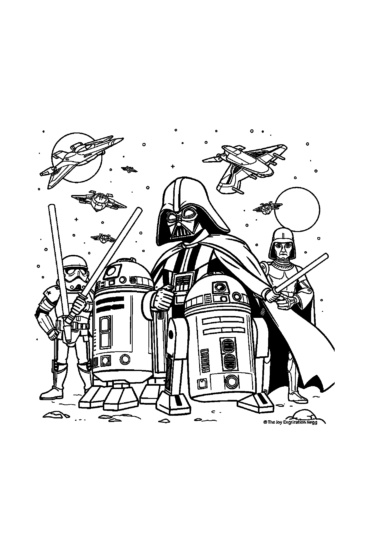 Coloriage Star Wars gratuit à imprimer - un Jedi devant un fond décoré avec étoiles Coloriage Star Wars gratuit à imprimer : un Jedi devant un fond décoré avec étoiles