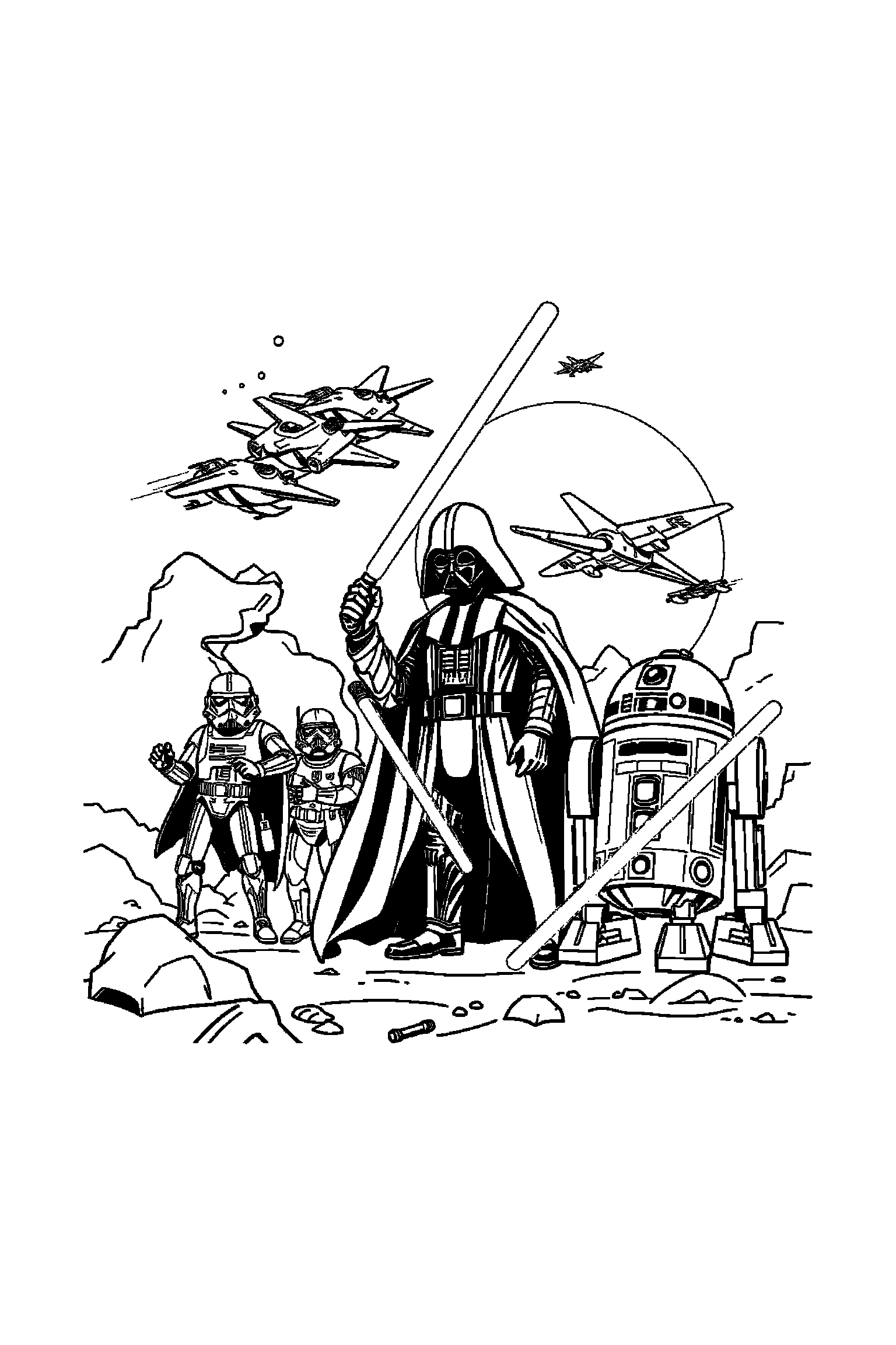 Coloriage Star Wars gratuit à imprimer - un droïde qui prépare une activité Coloriage Star Wars gratuit à imprimer : un droïde qui prépare une activité