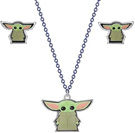 Parure Star Wars The Mandalorian Grogu avec collier à chaîne noire et boucles d'oreilles – Image 2