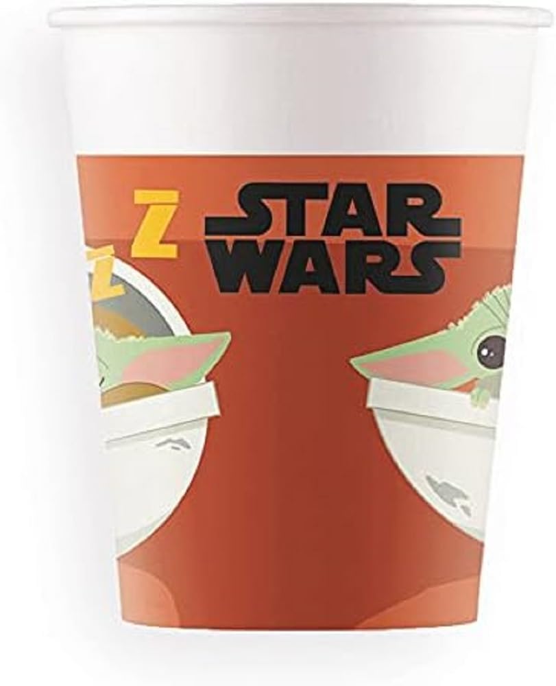 Gobelets Star Wars motif mandalorien, lot de 8 en papier 200 ml