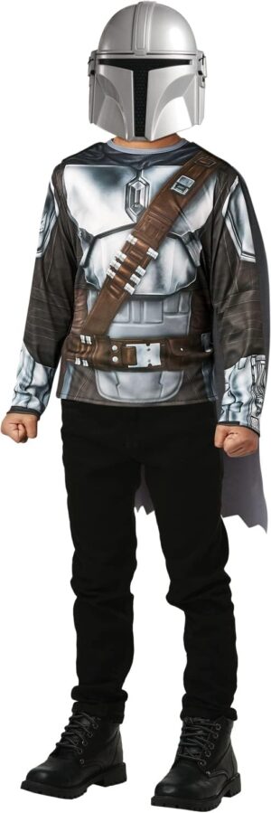 Déguisement enfant Star Wars The Mandalorian avec cape et masque PVC