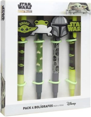 Star Wars The Mandalorian, lot de 4 stylos à bille noirs The Child