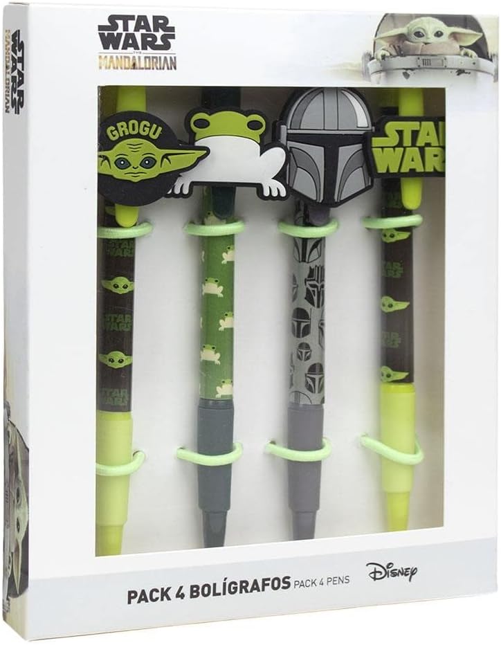 Star Wars The Mandalorian, lot de 4 stylos à bille noirs The Child