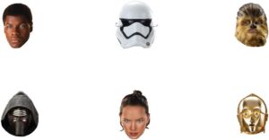 Masques Star Wars multicolores en carton, lot de 6, réf. 0549