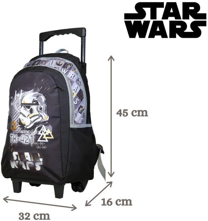 Sac à dos à roulettes Disney Star Wars Stormtrooper noir, 2 compartiments – Image 6