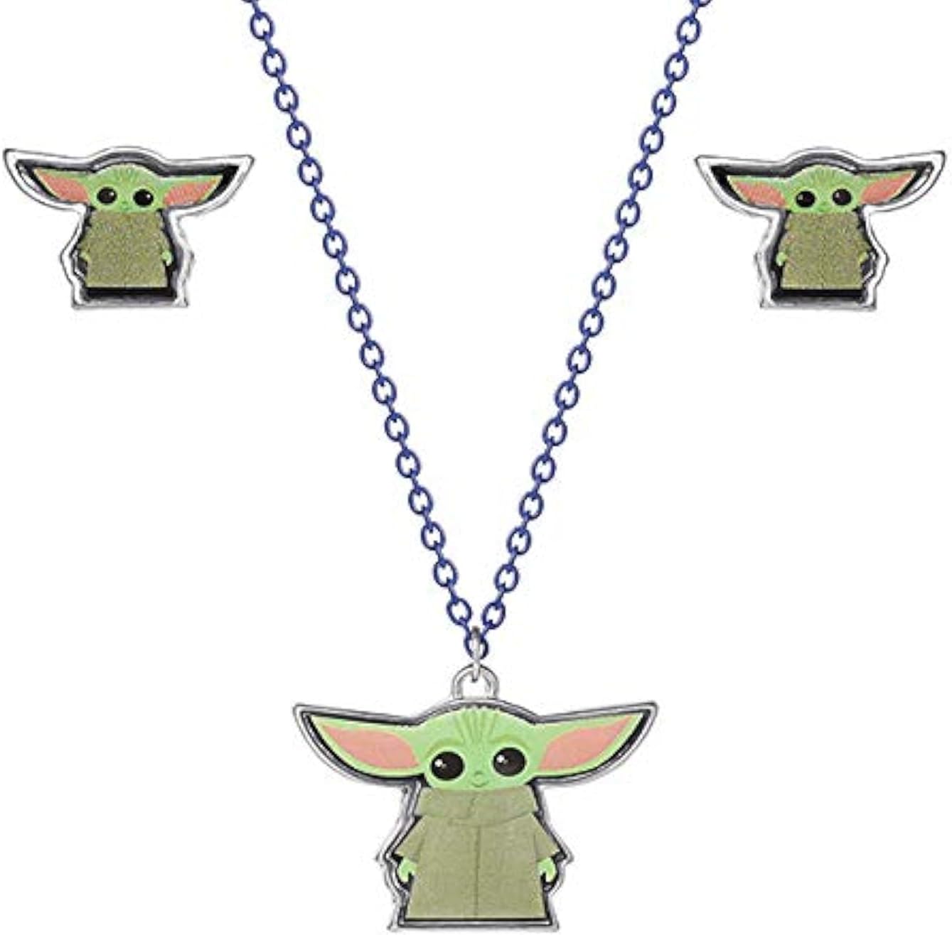 Parure Star Wars The Mandalorian Grogu avec collier à chaîne noire et boucles d'oreilles