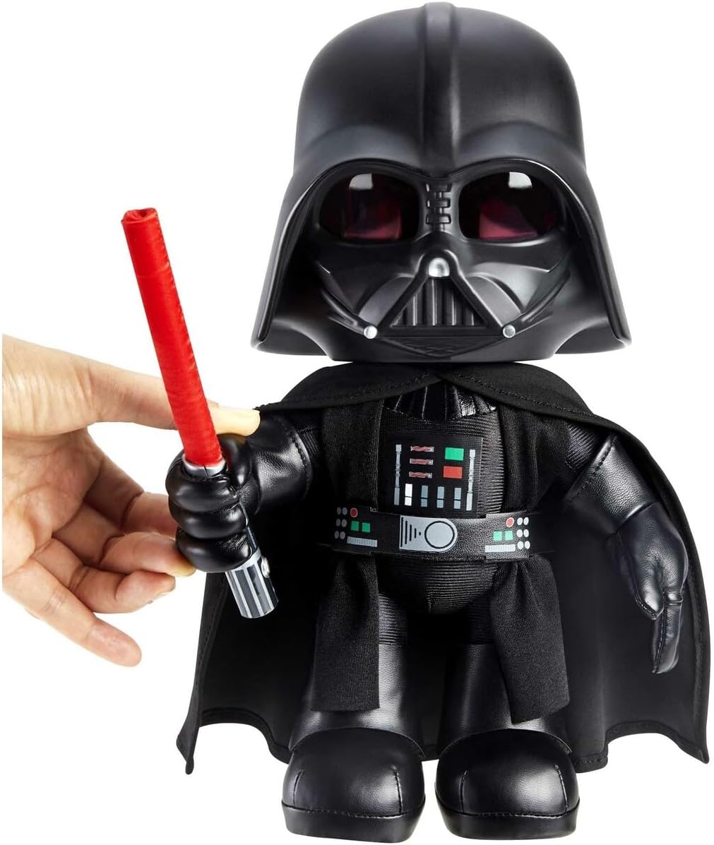 Peluche Star Wars Dark Vador 28 cm avec voix modifiée et sabre laser rouge – Image 3