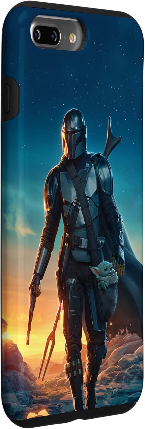 Coque Star Wars iPhone 7 Plus/8 Plus Le Mandalorien et Grogu au coucher du soleil – Image 3