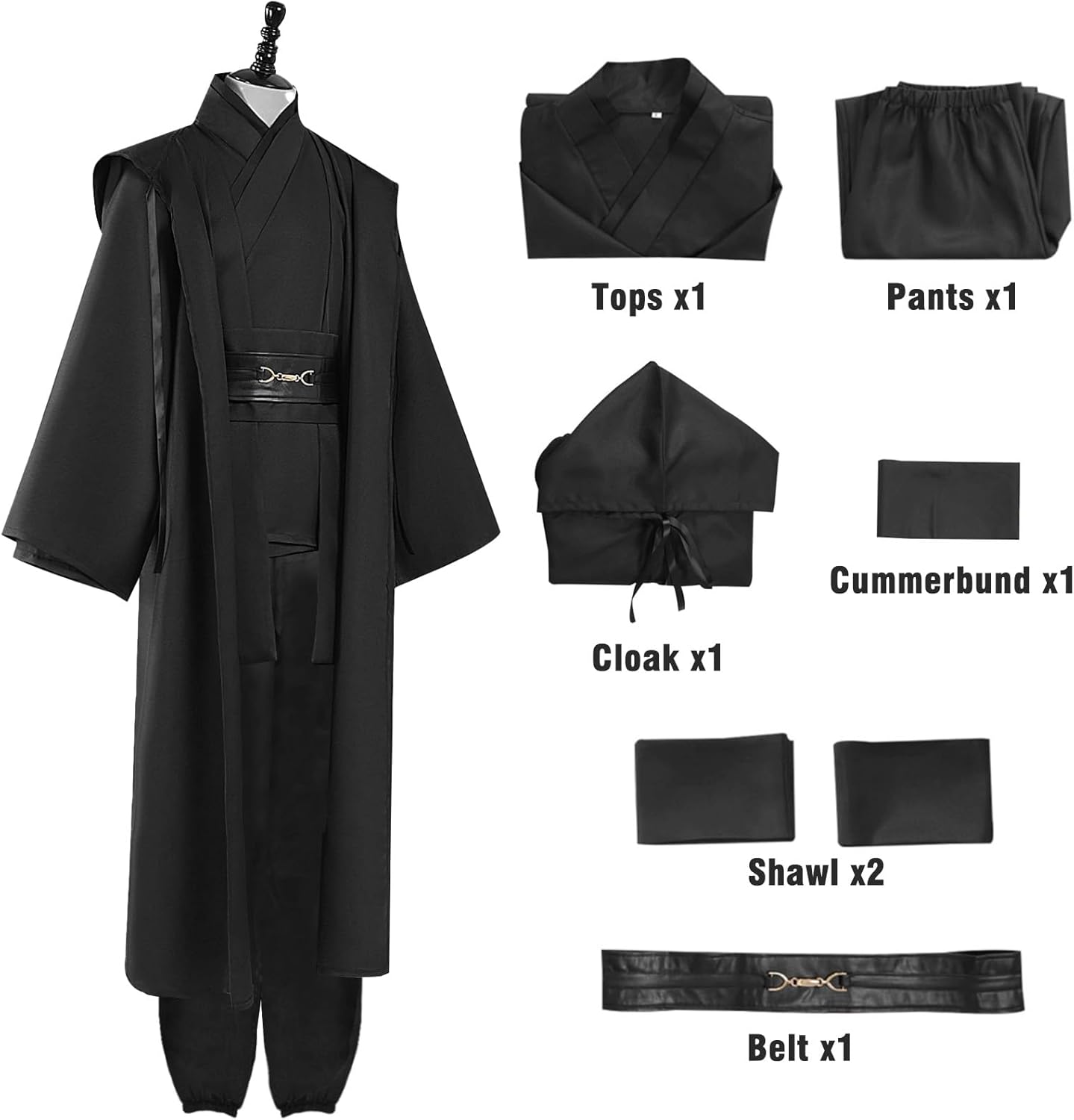 Costume Jedi Star Wars avec manteau à capuche, taille L – Image 2