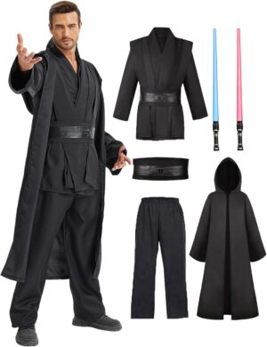 Robe de Jedi Star Wars Obi-Wan Kenobi pour homme avec sabre bleu