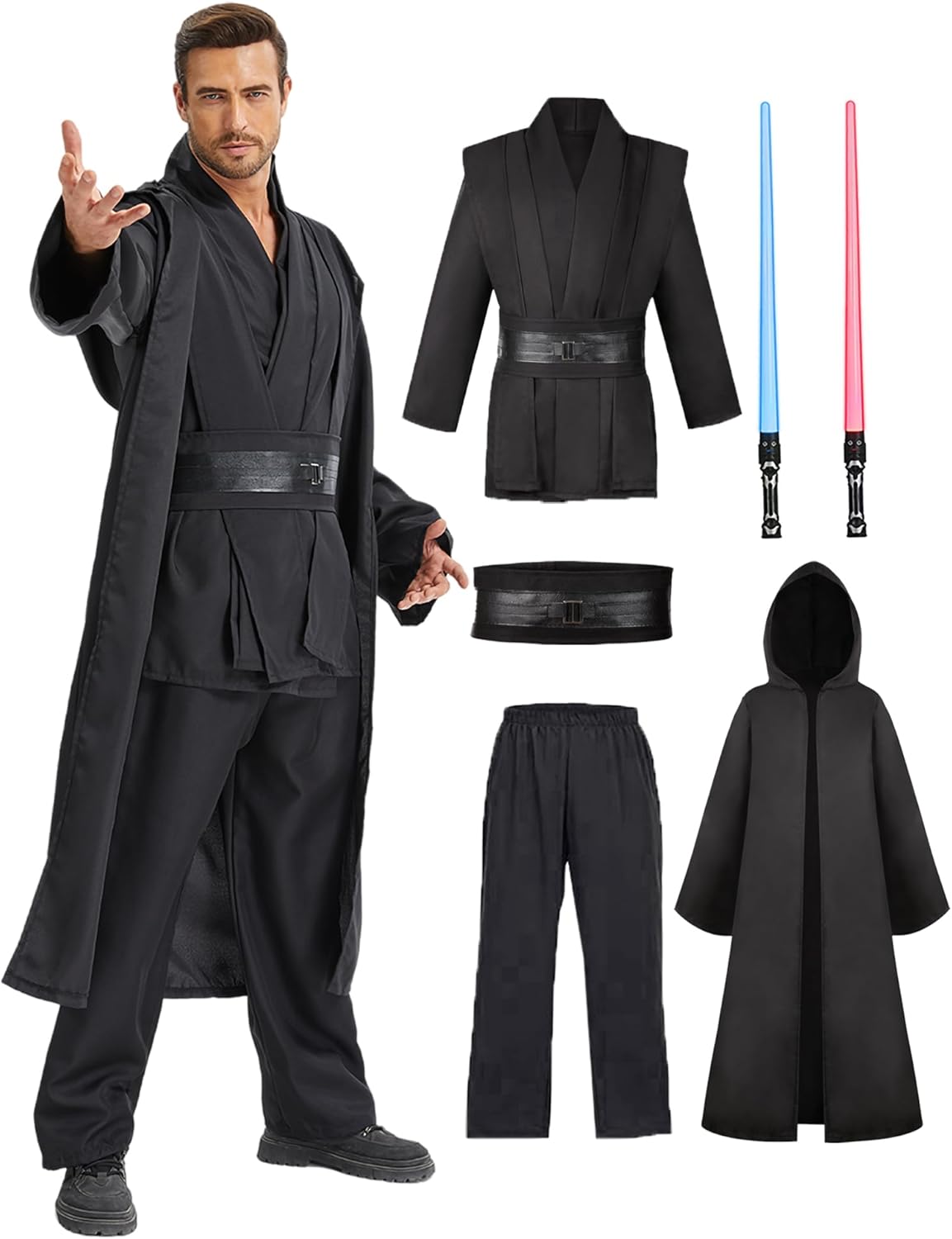 Robe de Jedi Star Wars Obi-Wan Kenobi pour homme avec sabre bleu