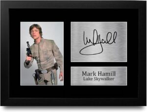 Star Wars Luke Skywalker, photo autographe imprimée Mark Hamill A4 encadrée