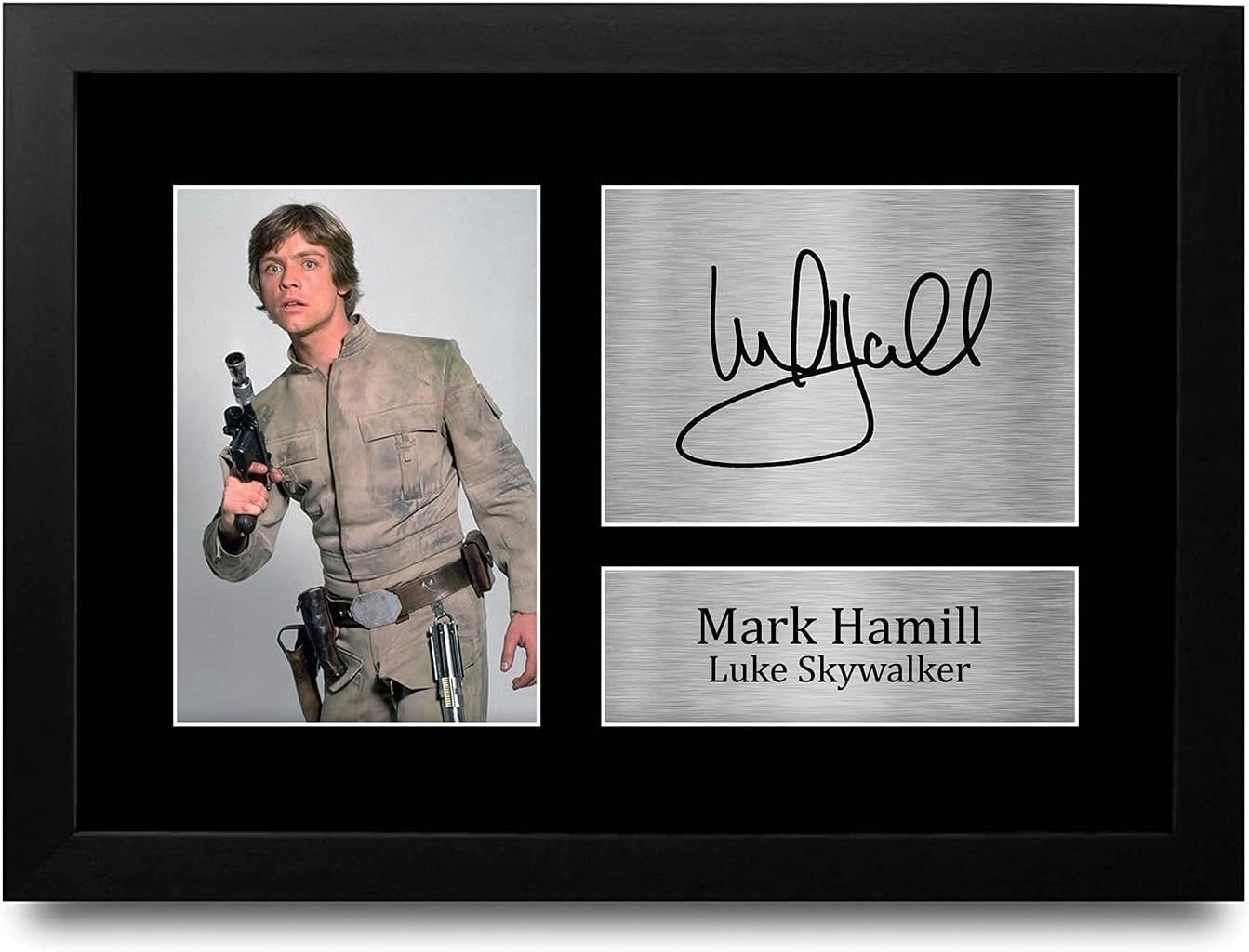Star Wars Luke Skywalker, photo autographe imprimée Mark Hamill A4 encadrée