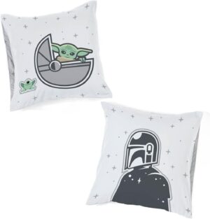 Set de 2 taies d'oreiller Star Wars Mandalorian réversibles 65x65 cm en 100% coton