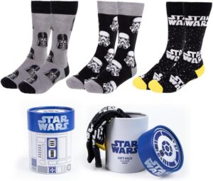 Chaussettes Star Wars noires R2D2 et Dark Vador Taille 38-45