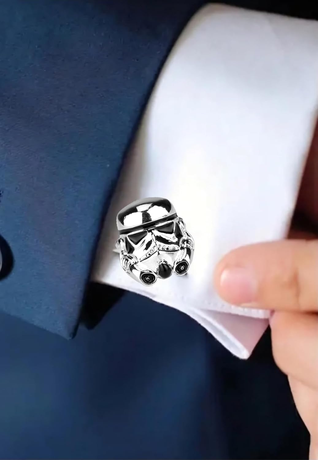 Boutons de manchette Star Wars Stormtrooper noir et argent, lot de 2 – Image 5