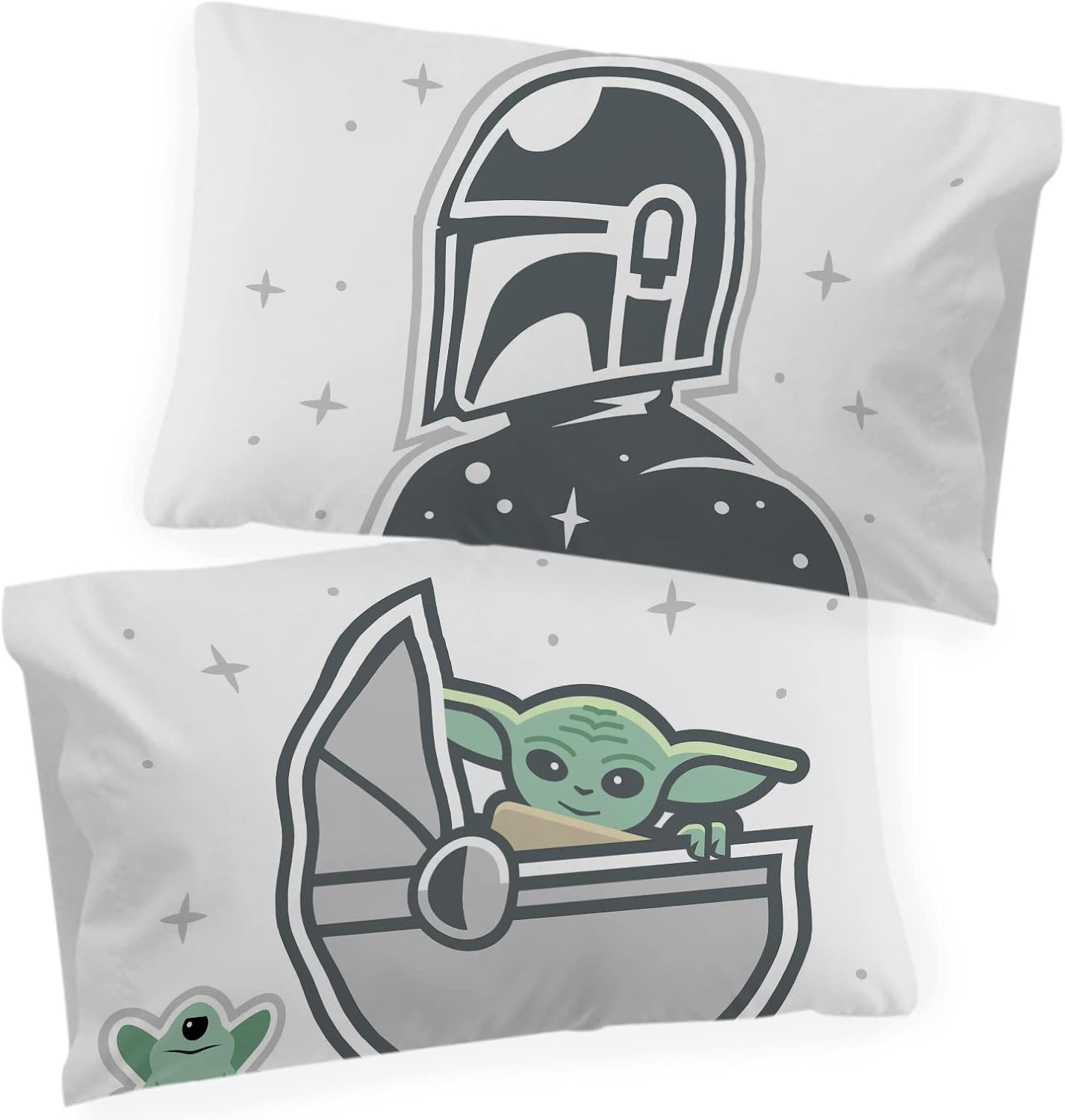 Taies d’oreiller Star Wars The Mandalorian The Cutest Bounty en 100 % coton, lot de 2