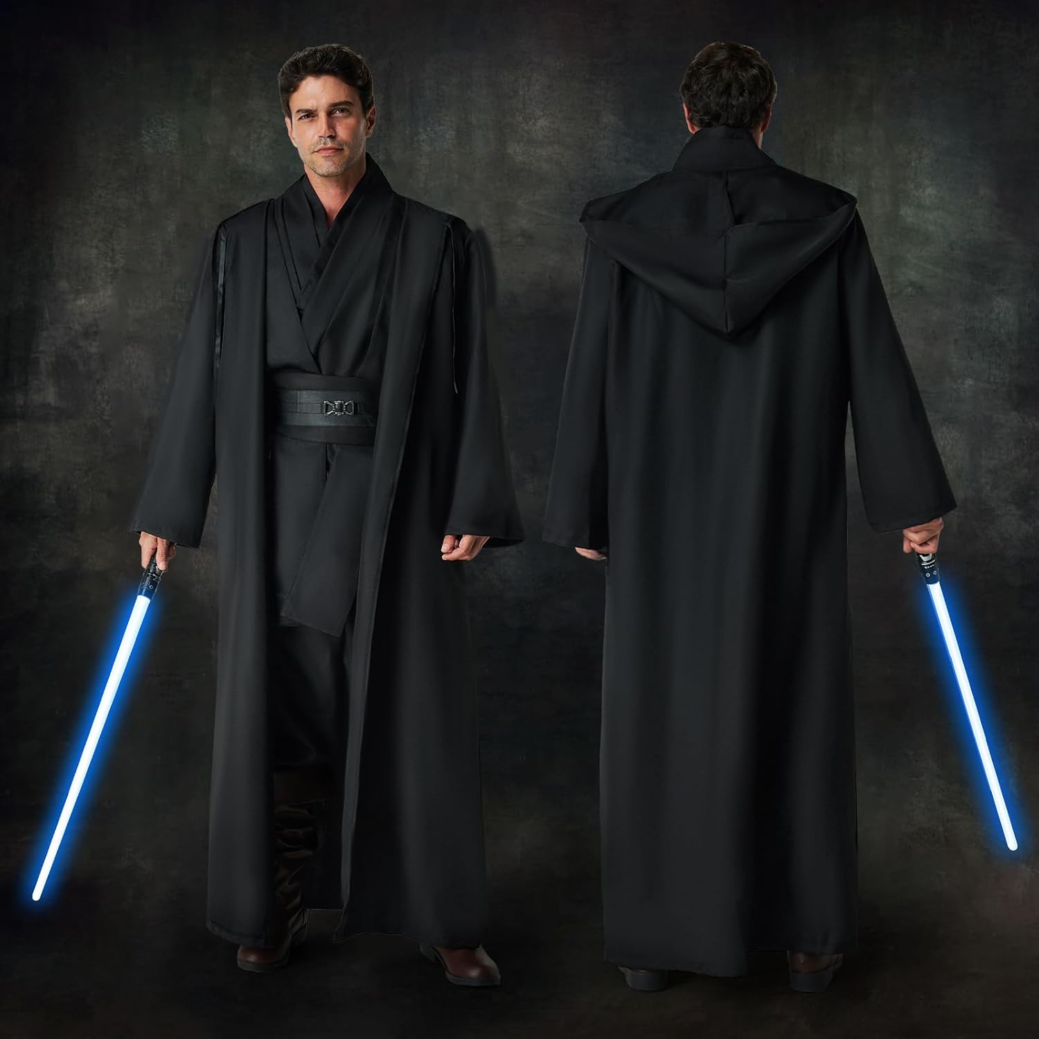 Costume Star Wars Jedi homme avec capuche et sabre bleu – Image 4