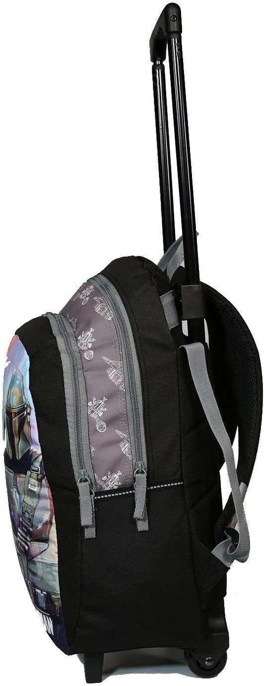 Sac à dos à roulettes 2 compartiments Star Wars The Mandalorian Baby Yoda noir et gris – Image 4