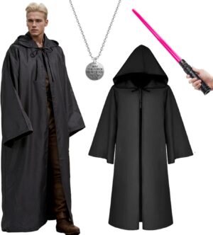 Costume Star Wars Jedi adulte noir marron avec cape à capuche