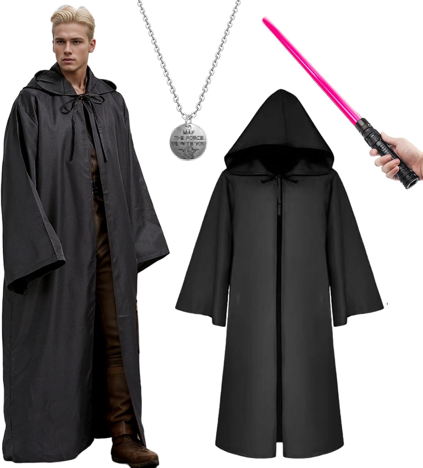 Costume Star Wars Jedi adulte noir marron avec cape à capuche