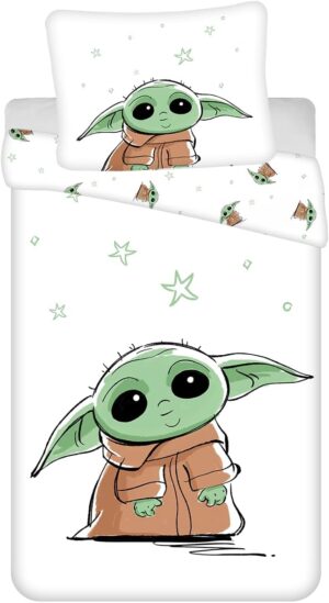 Parure de lit Star Wars Disney Bébé Yoda en coton réversible 140 x 200 cm