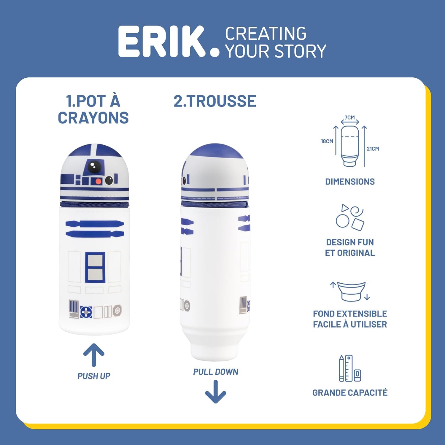 Trousse Star Wars R2-D2 3D extensible en silicone – Image 3