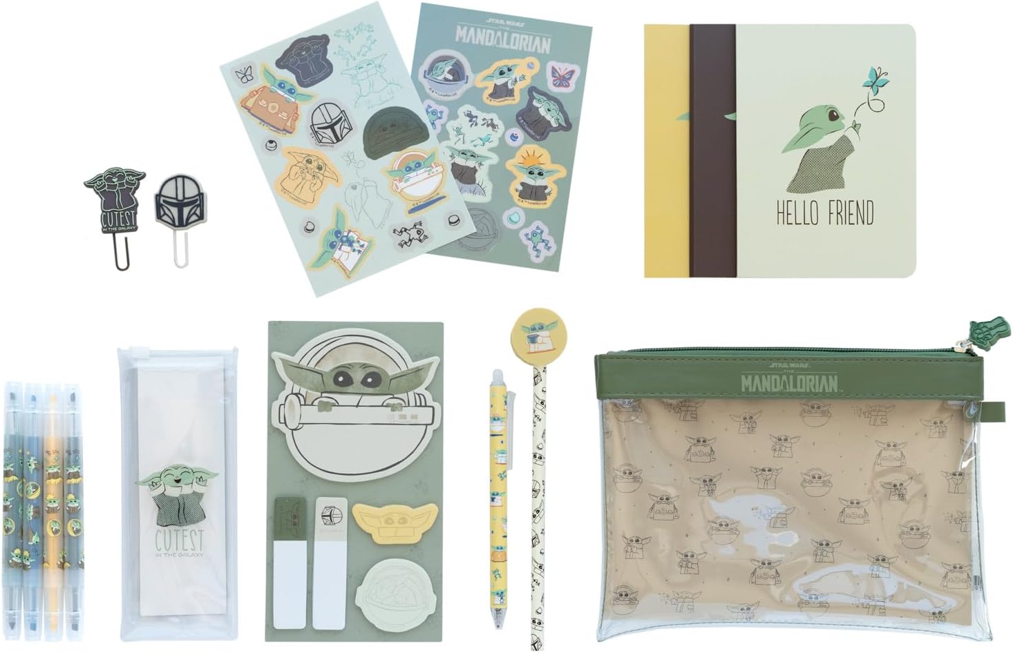 Set papeterie Star Wars Grogu avec 3 carnets A6