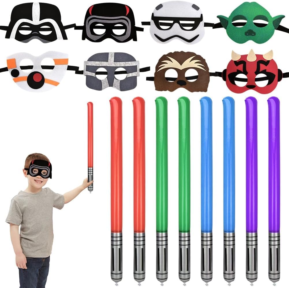 Star Wars - 16 décorations d'anniversaire avec 8 masques et 8 accessoires gonflables