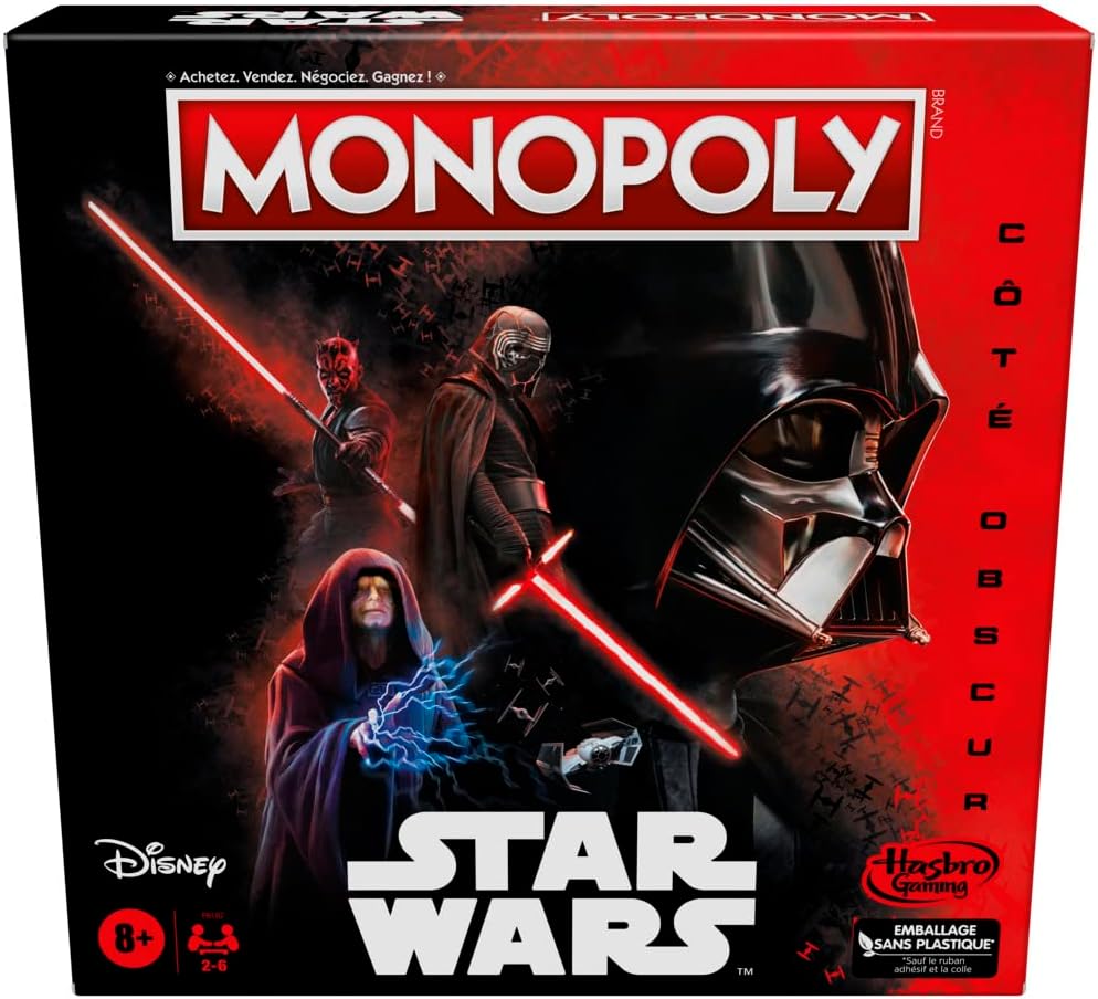Monopoly Disney Star Wars côté obscur avec 6 pions en zinc