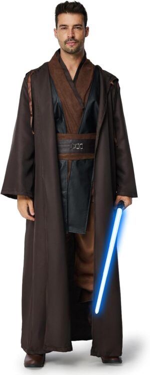Déguisement Star Wars Jedi homme à capuche avec sabre bleu