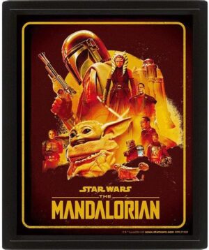 Poster 3D Star Wars Saison 2 The Mandalorian avec Grogu et Din Djarin