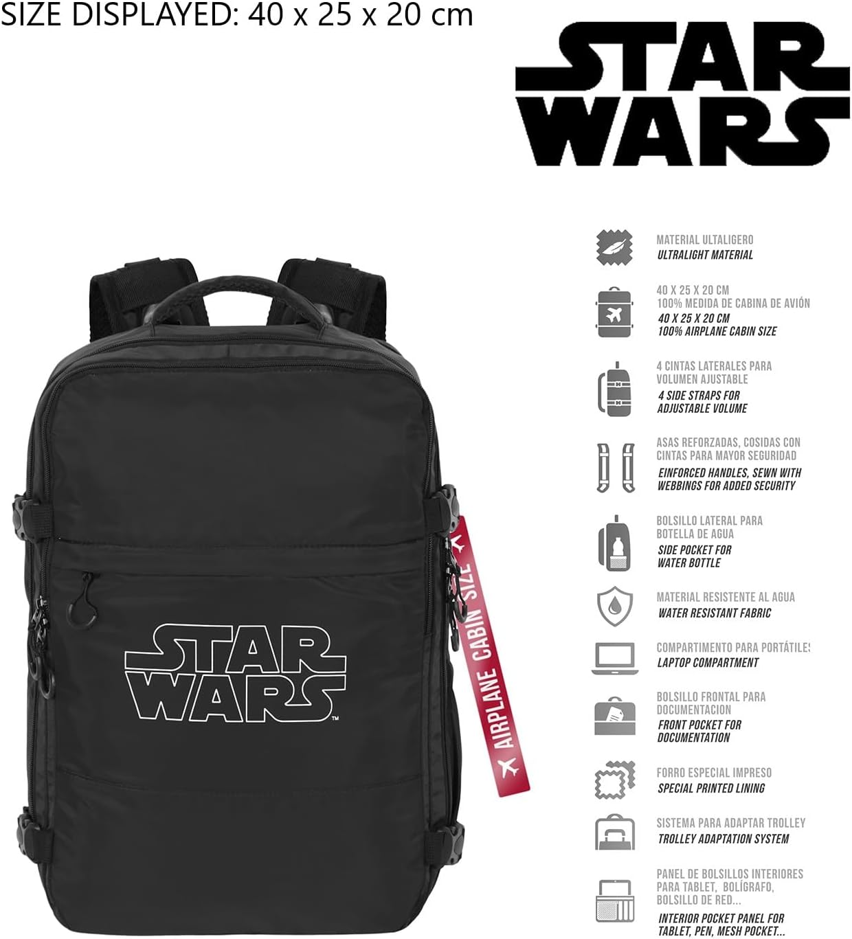 Sac à dos cabine Star Wars Mercury noir 40x20x25 cm, 20 L – Image 2