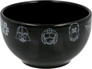 Bol Star Wars noir 600 ML avec icônes Chewbacca, R2-D2, Yoda et Darth Vader