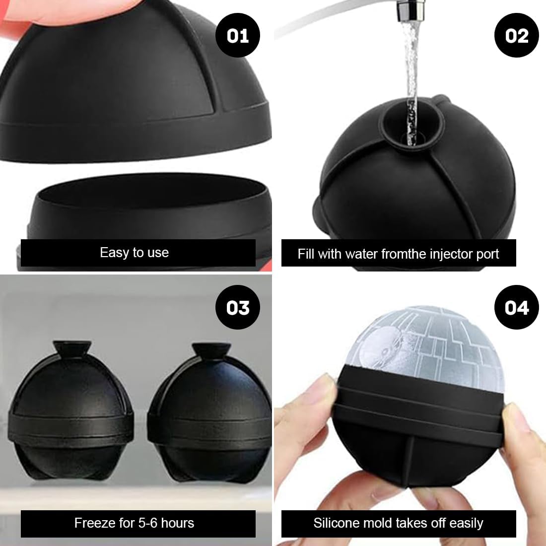 Moule à glaçons Star Wars Étoile de la Mort en silicone avec entonnoir, 7 cm – Image 5