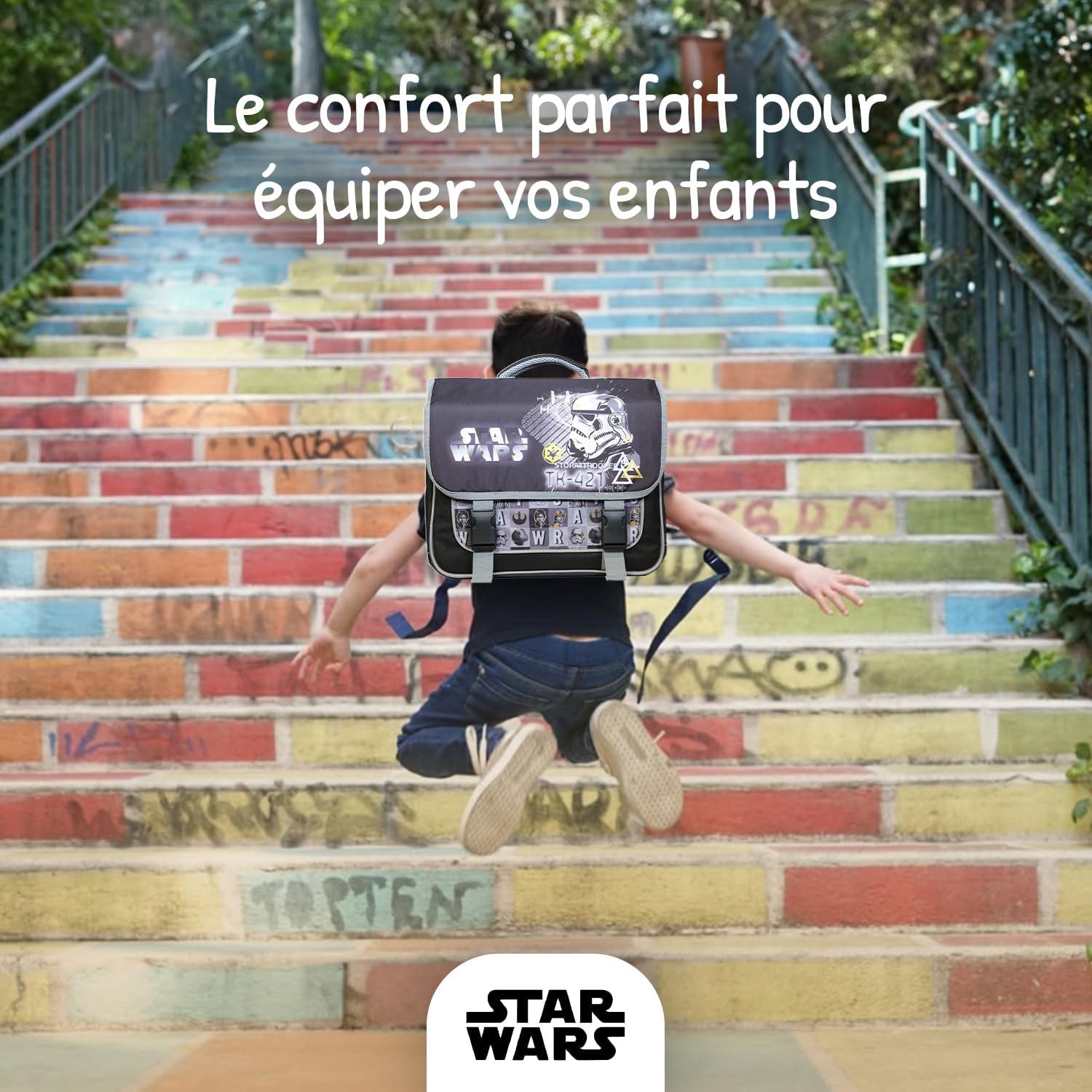Cartable primaire Star Wars 38 noir et gris grand rangement – Image 6