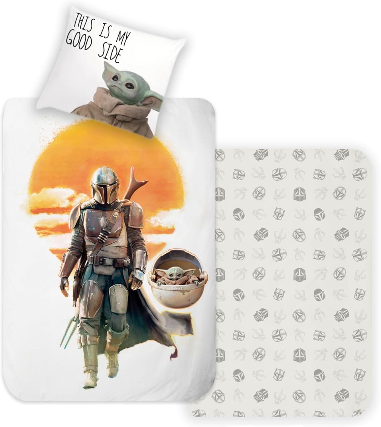 Parure de lit réversible Mandalorian 140 x 200 cm en 100 % coton
