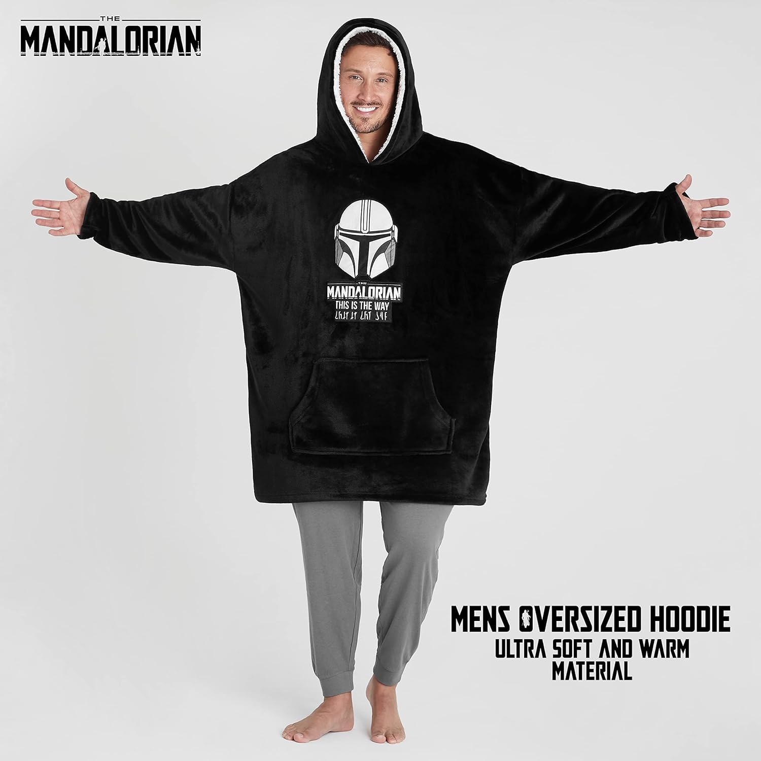 Pull plaid homme The Mandalorian Disney avec Baby Yoda en polaire – Image 4