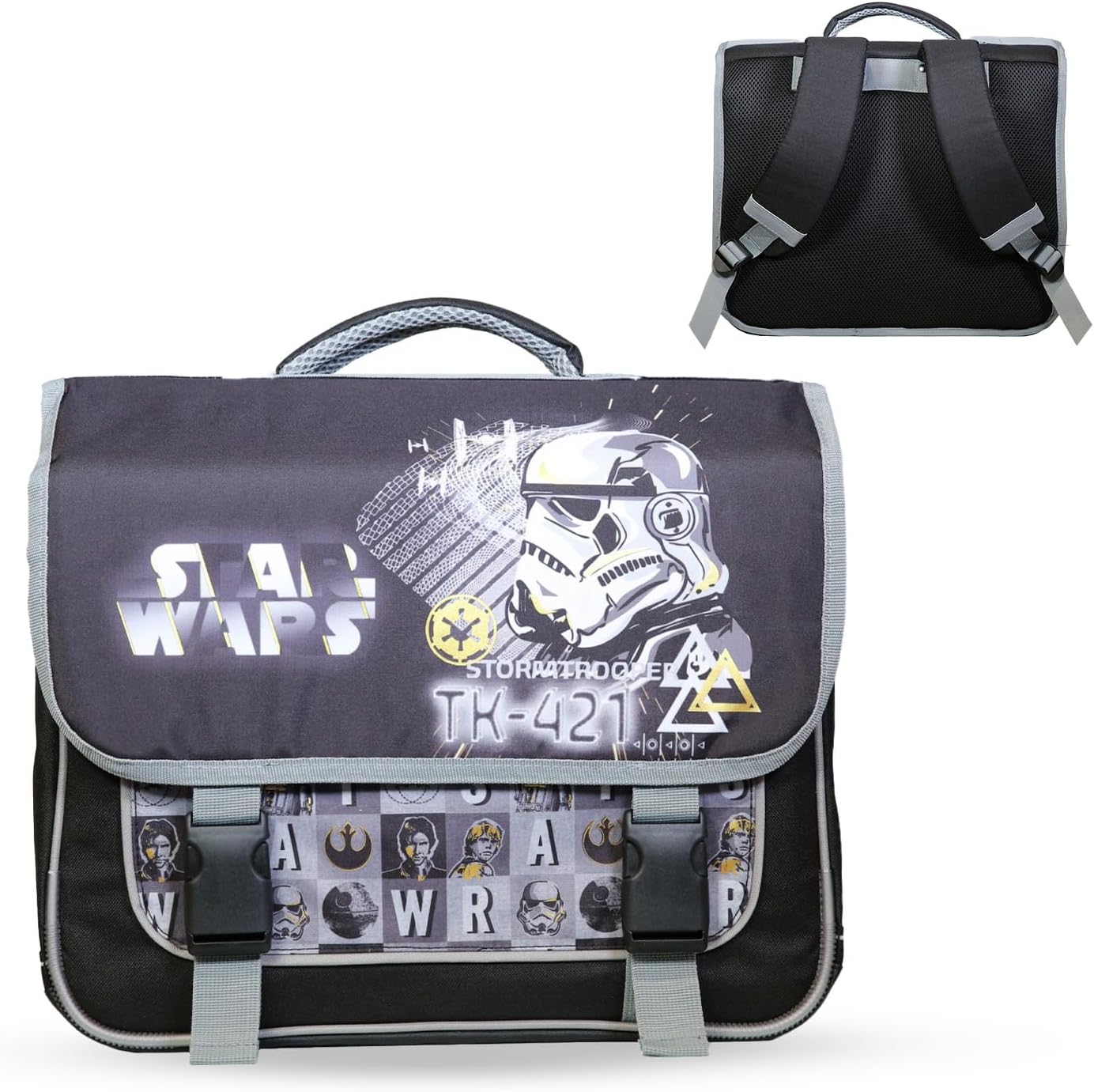 Cartable primaire Star Wars 38 noir et gris grand rangement